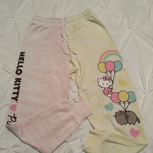 Hot Topic Hello Kitty & Pusheen Pajama Pants - Pink and Yellow